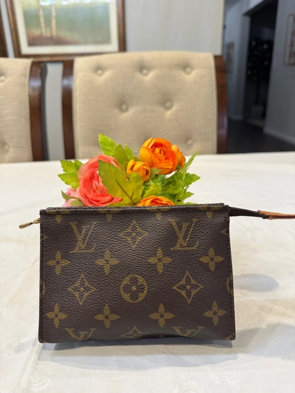 Authentic Louis Vuitton Monogram Canvas Zipped Pouch
